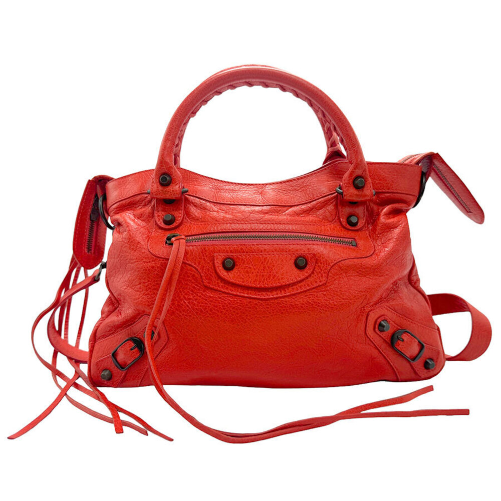 Balenciaga The Town Leather Shoulder Bag Red